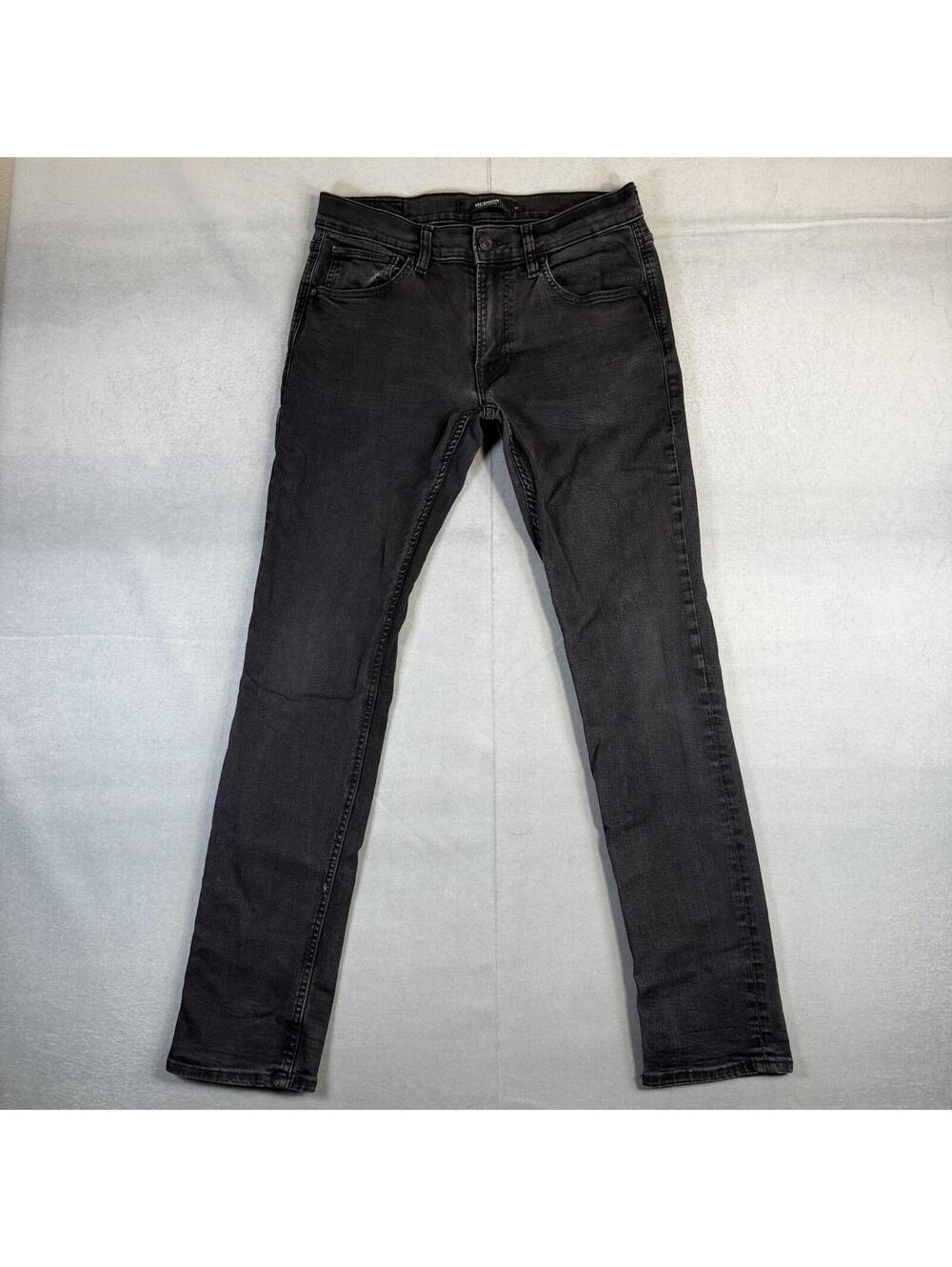 Hudson Blake Slim Straight Jeans Men's 31 Black Dark Wash Denim